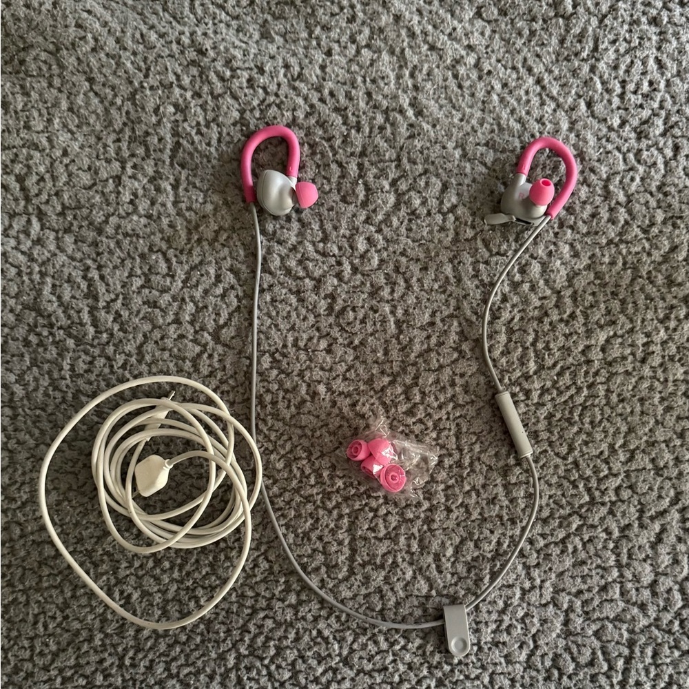 Brookstone Pink and Gray Earbud Headphones